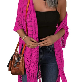 Womens Knit Cardigan Oversized Open Front Outwear New Spring & Summer Hollow Out Crochet Tassel Lightweight Kimonos Sweater Outdoorfun 2026 Womenswear Overall Style Knitwear Piece Tops thin