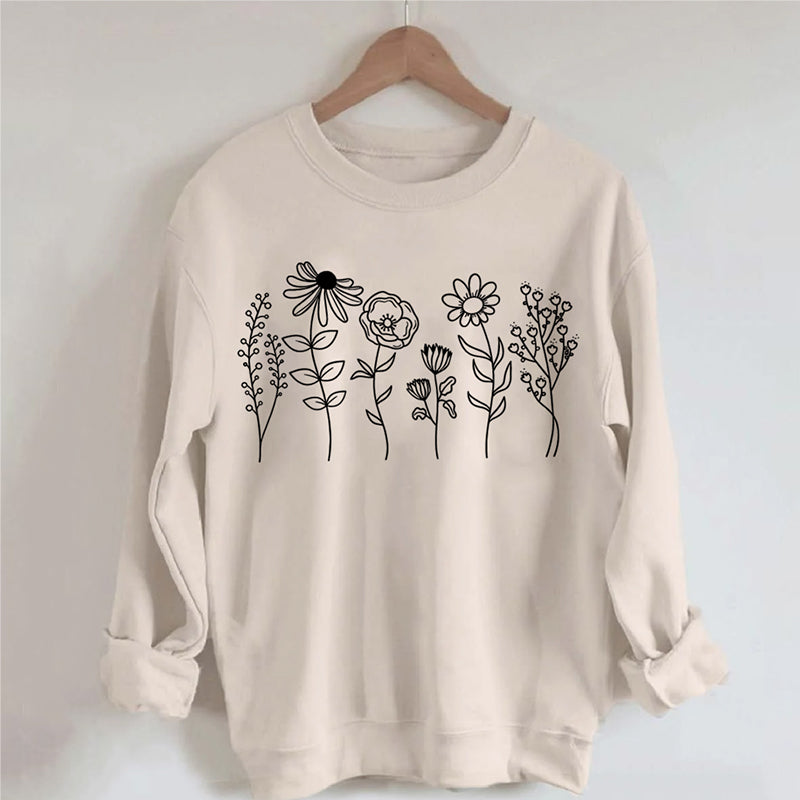 Sweat-shirt botanique de fleurs sauvages