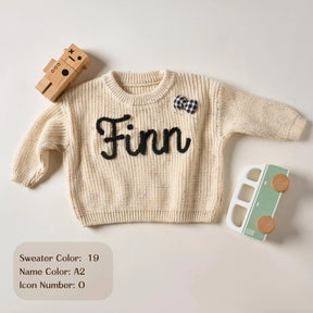 Custom Embroidered Baby Sweater - Toddler Knit Sweatshirt - Baby Name Jumper