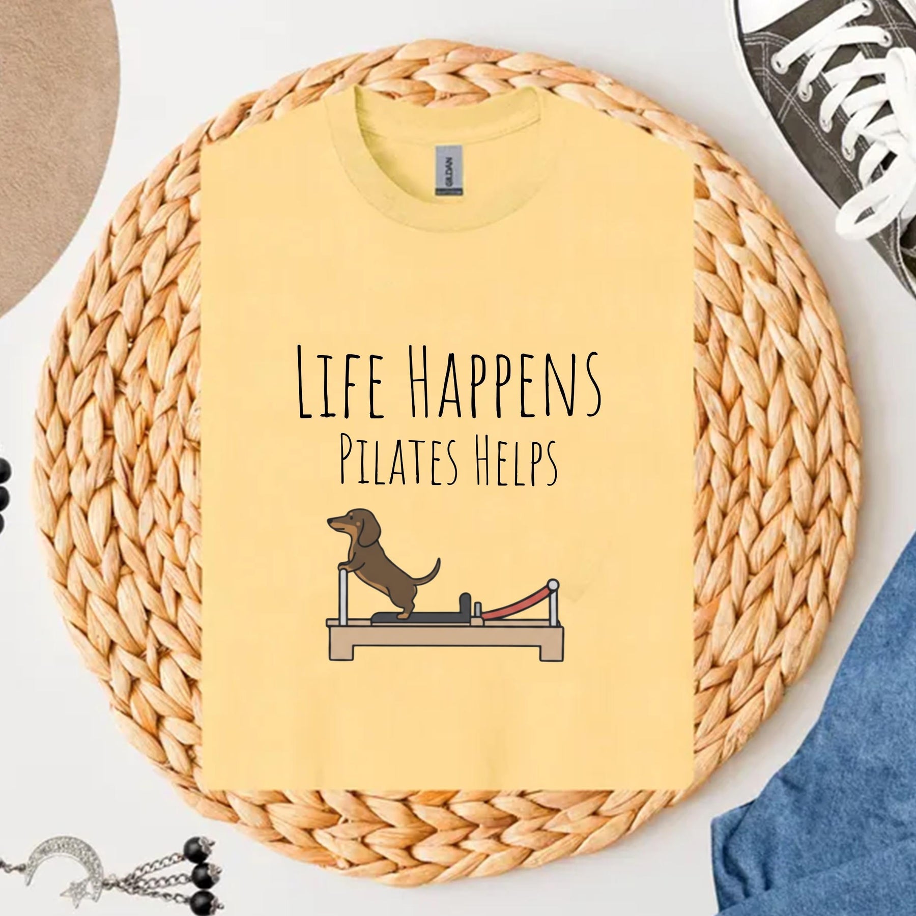 Comfort Colors Life Happens Pilates Helps T-shirt