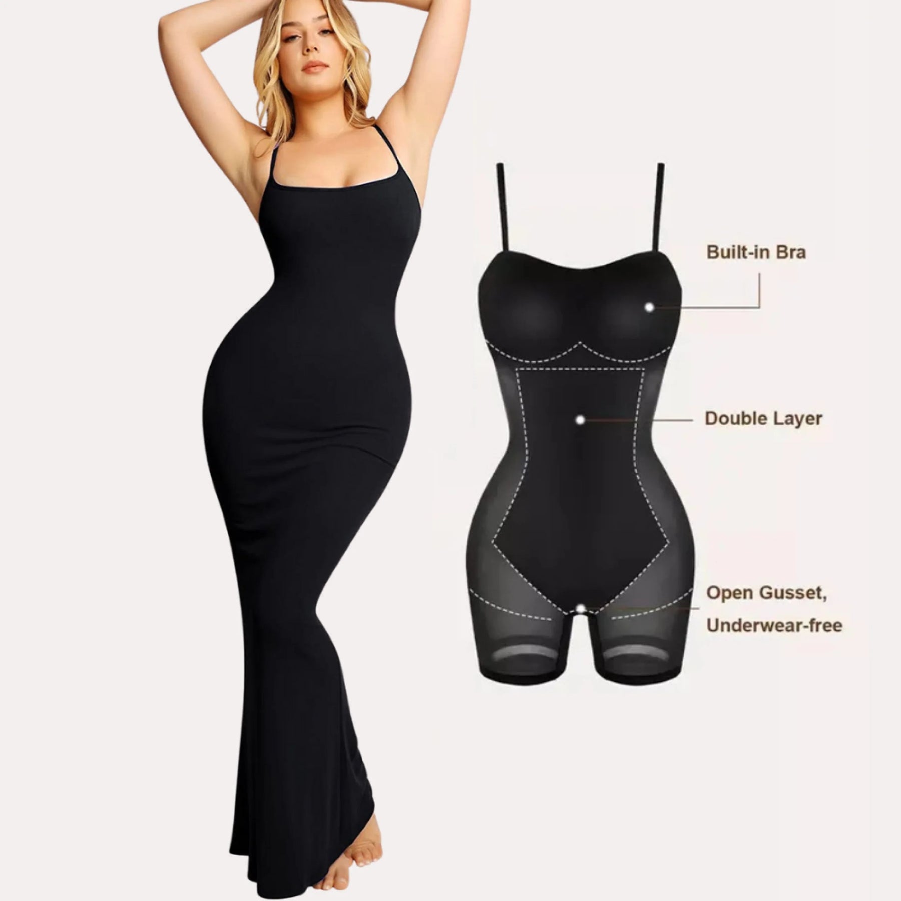 Built-In Shapewear Maxi Dress (Buy 2 Free Shipping)
