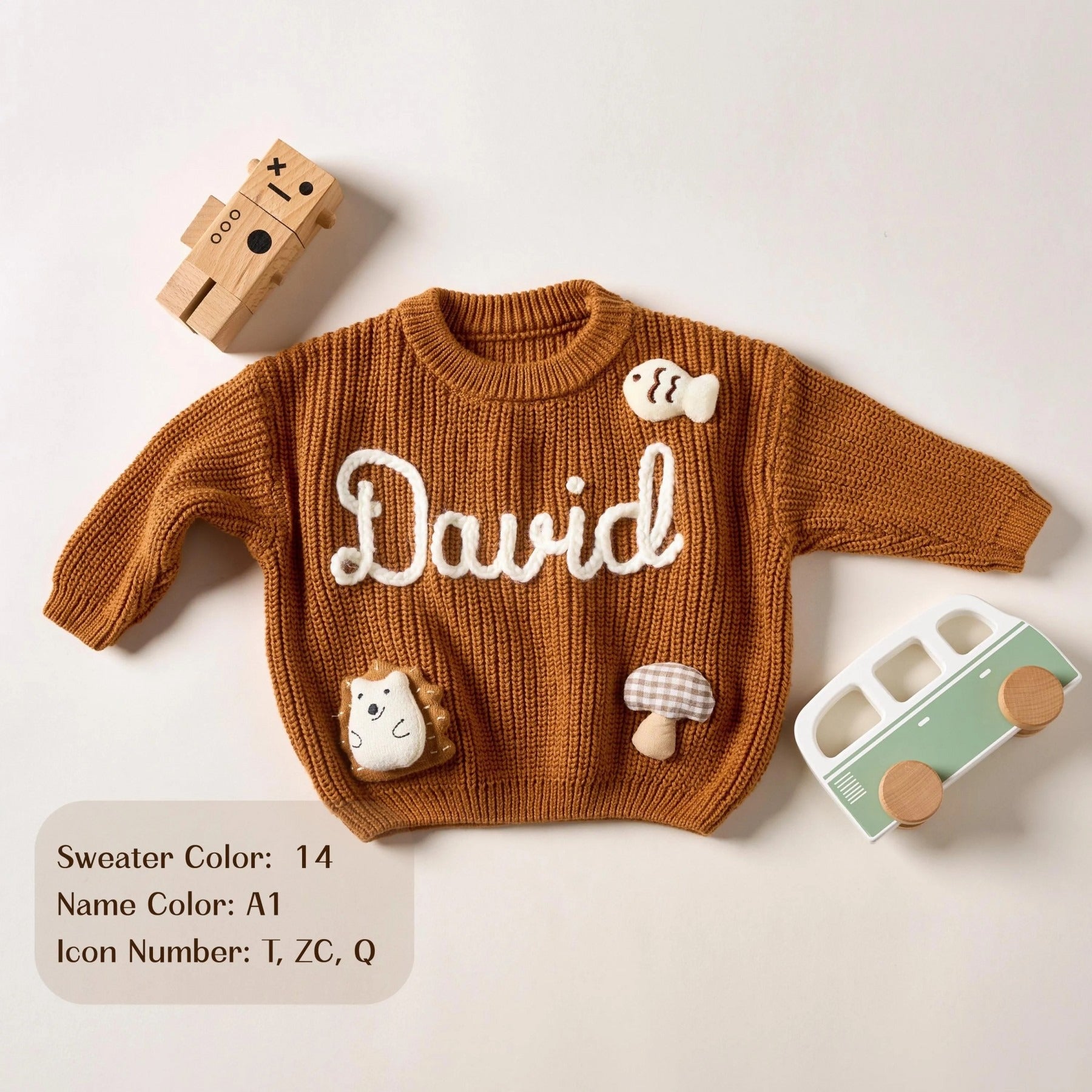 Custom Embroidered Baby Sweater - Toddler Knit Sweatshirt - Baby Name Jumper