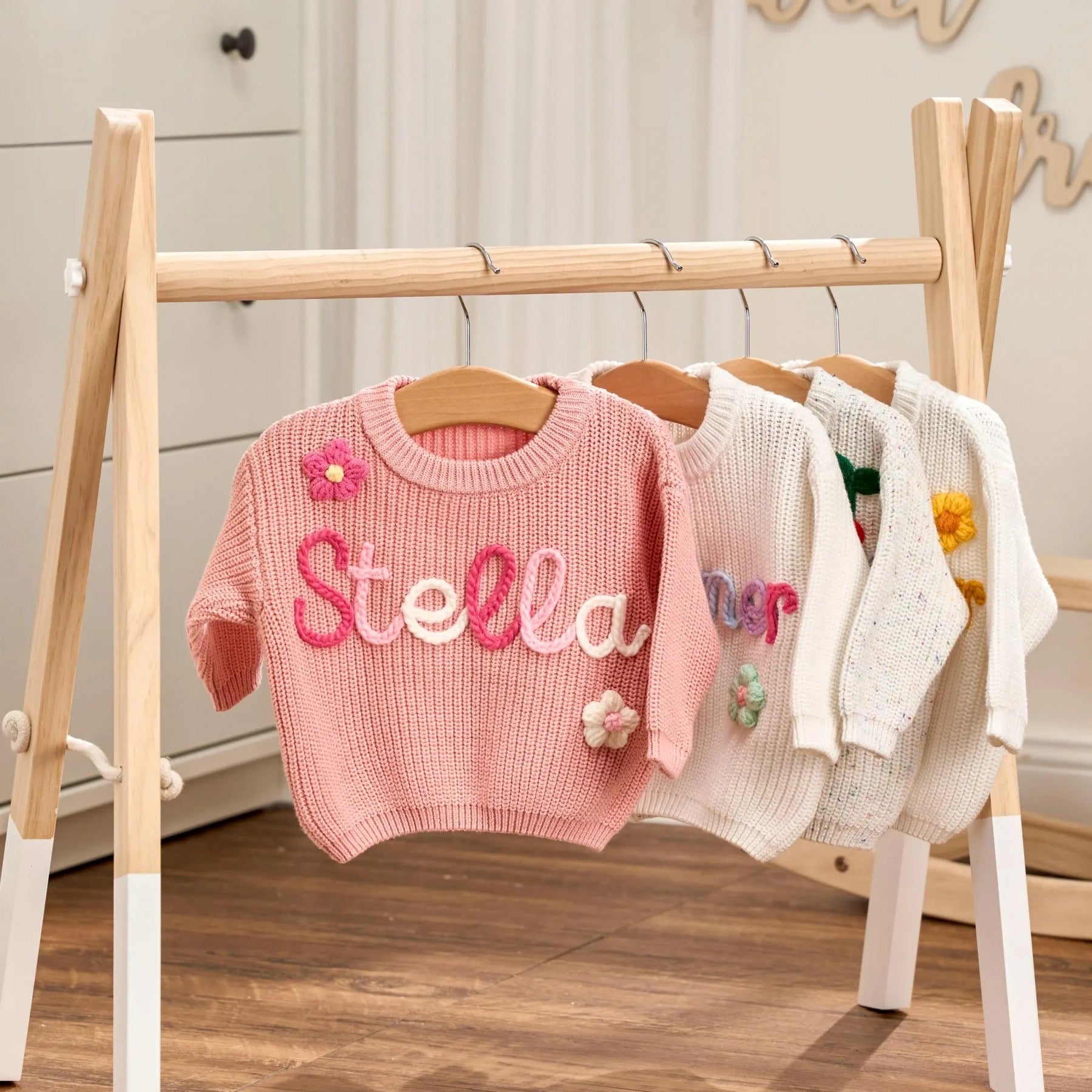 Custom Embroidered Baby Sweater - Toddler Knit Sweatshirt - Baby Name Jumper