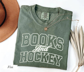 Comfort Colors Books And Hockey T-shirt