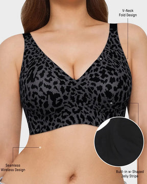 Wireless Leopard V-Neck Contour Bra