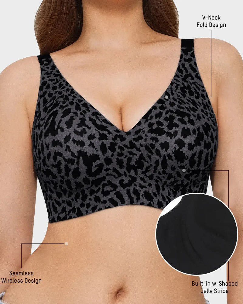 Wireless Leopard V-Neck Contour Bra