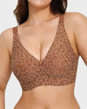 Wireless Leopard V-Neck Contour Bra