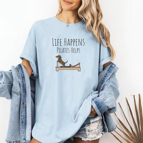 Comfort Colors Life Happens Pilates Helps T-shirt