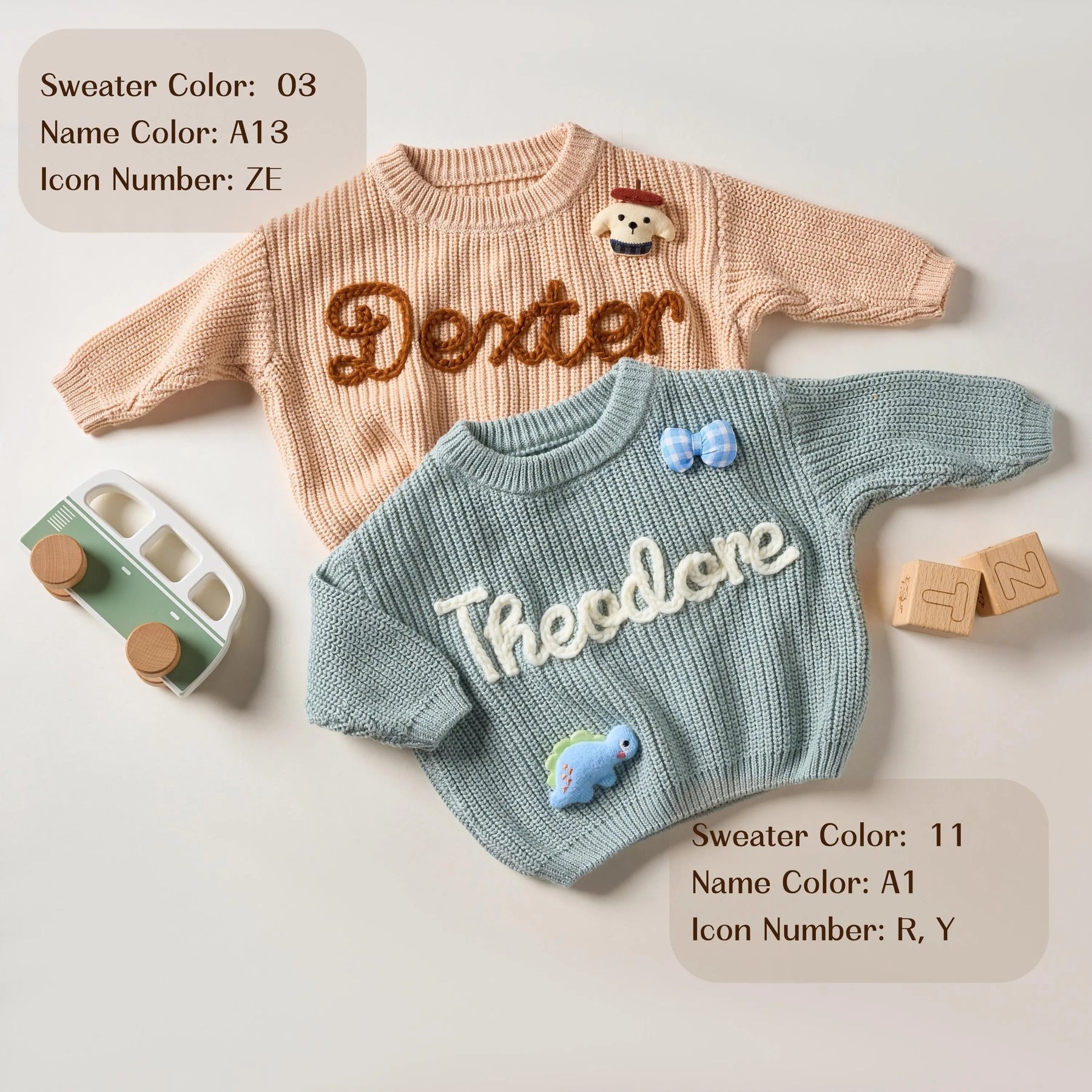 Custom Embroidered Baby Sweater - Toddler Knit Sweatshirt - Baby Name Jumper