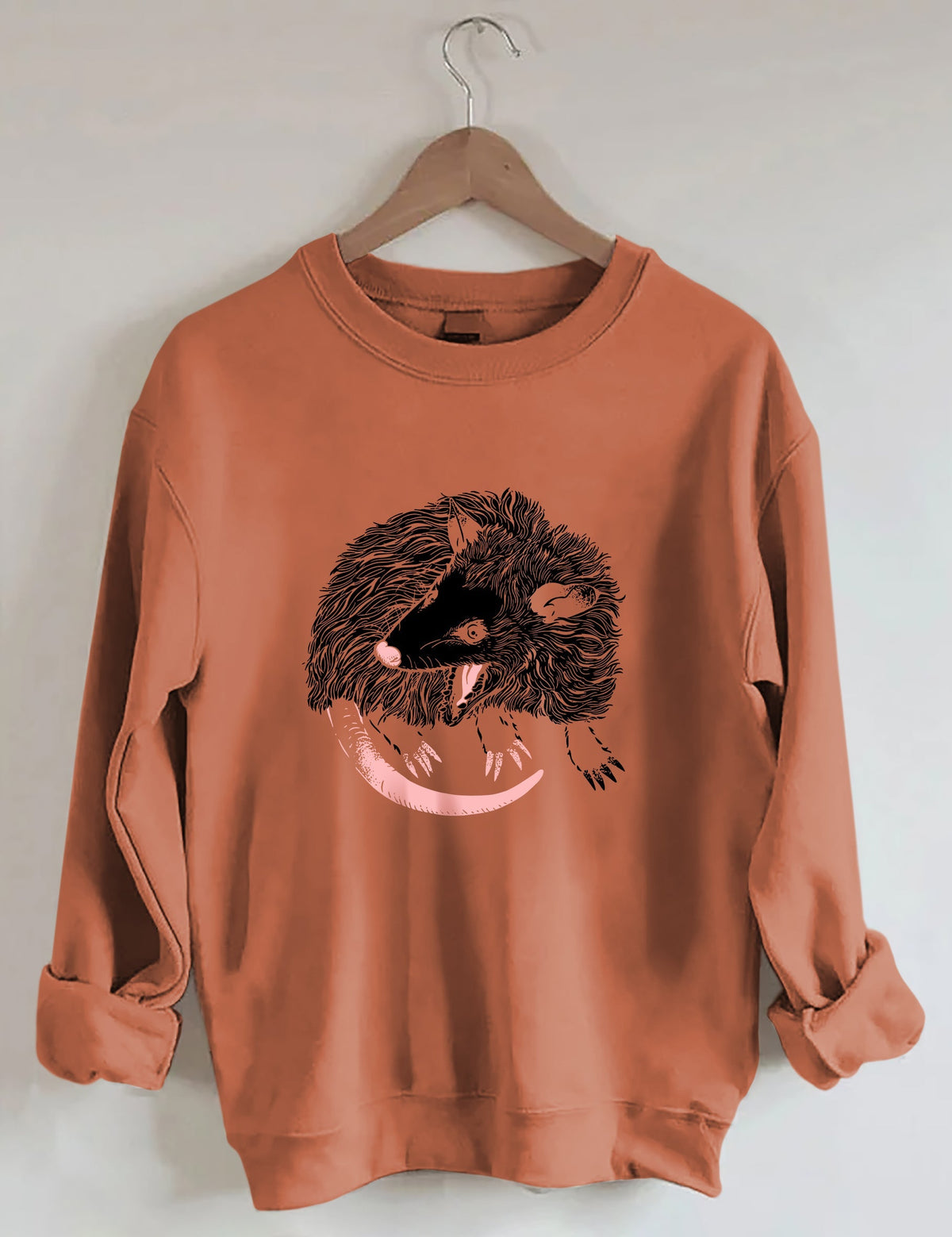 Sweat-shirt décontracté à imprimé opossum