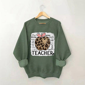 Teacher Leopard Apple Sweatshirt