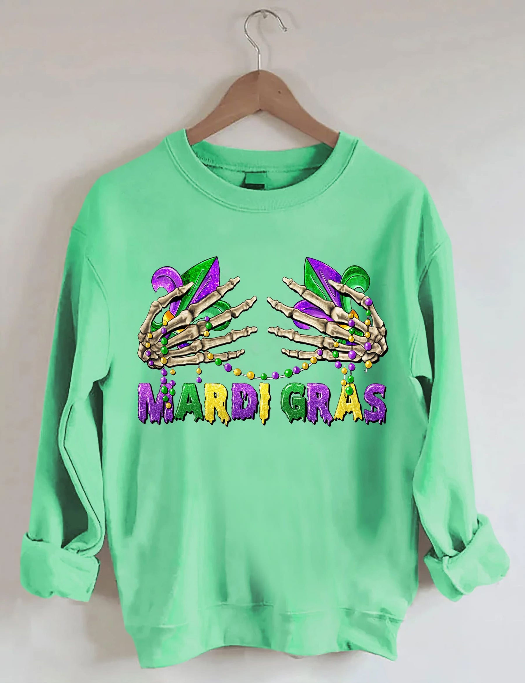 Sweat-shirt mains squelettes du Mardi Gras