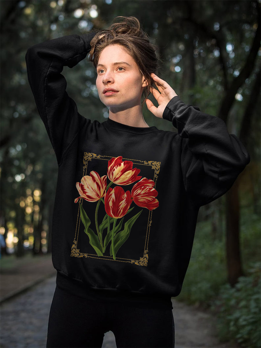 Sweat Botanique Foncé Fleurs