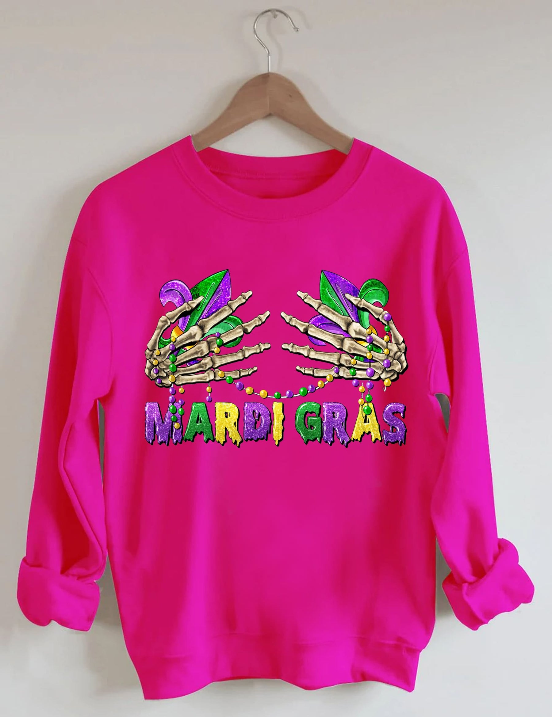 Sweat-shirt mains squelettes du Mardi Gras