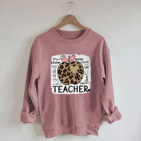 Teacher Leopard Apple Sweatshirt