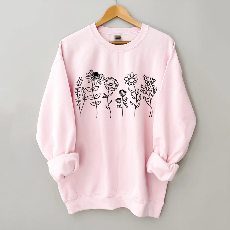 Sweat-shirt botanique de fleurs sauvages