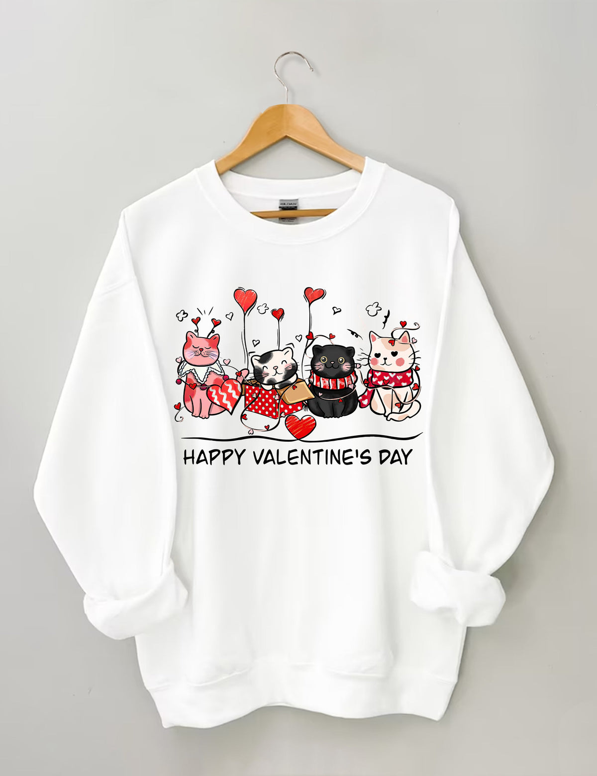 Valentinstags-Katzen-Sweatshirt
