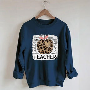 Teacher Leopard Apple Sweatshirt