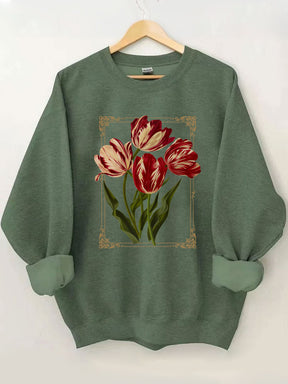 Sweat Botanique Foncé Fleurs