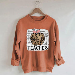 Teacher Leopard Apple Sweatshirt