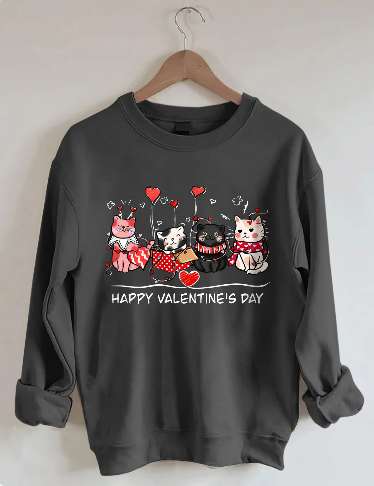 Valentinstags-Katzen-Sweatshirt