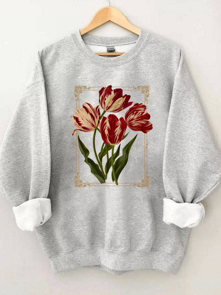Sweat Botanique Foncé Fleurs