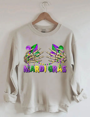 Sweat-shirt mains squelettes du Mardi Gras