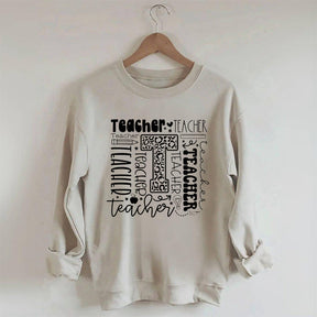 Teacher Letter Print Sweatshirt