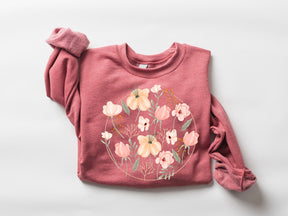 Sweat-shirt décontracté imprimé fleurs sauvages