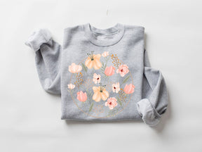 Sweat-shirt décontracté imprimé fleurs sauvages
