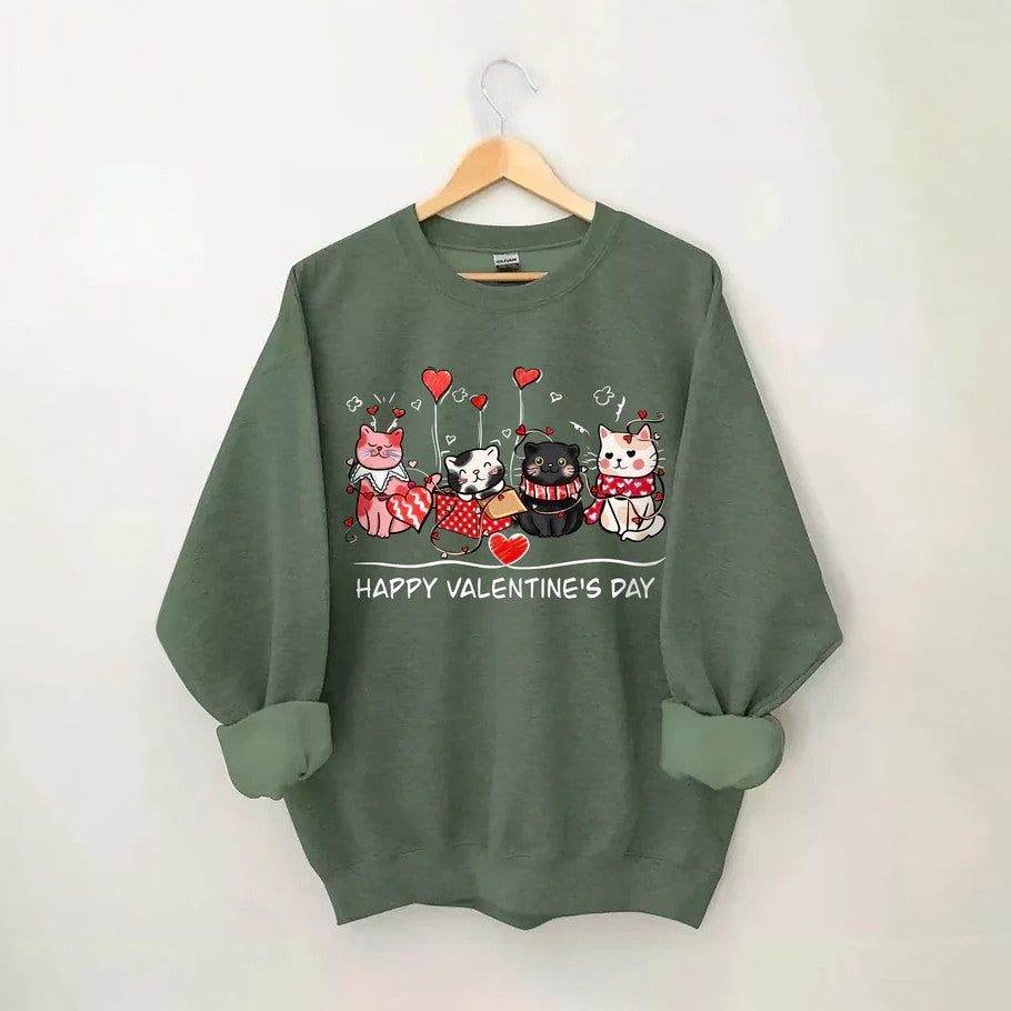 Valentinstags-Katzen-Sweatshirt