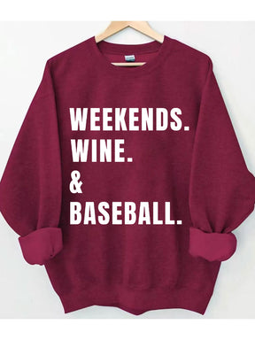 Sweat-shirt de baseball au vin du week-end
