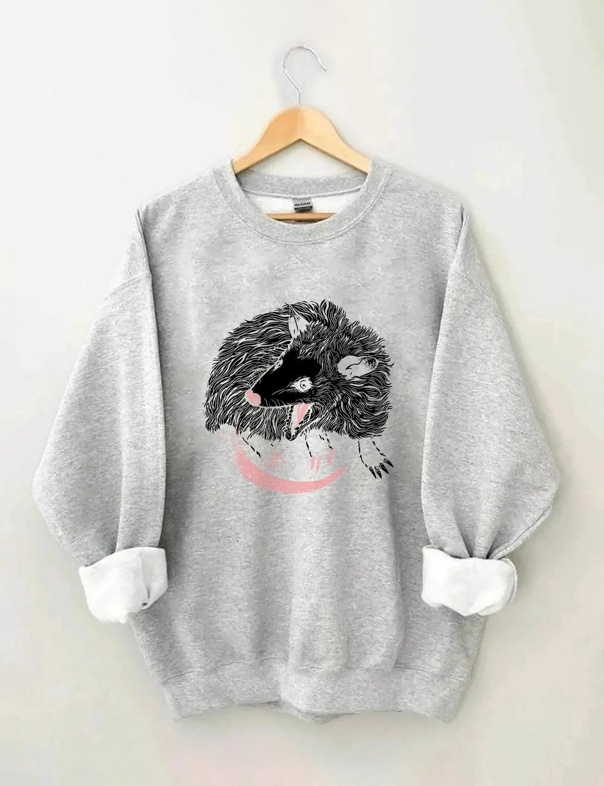 Sweat-shirt décontracté à imprimé opossum