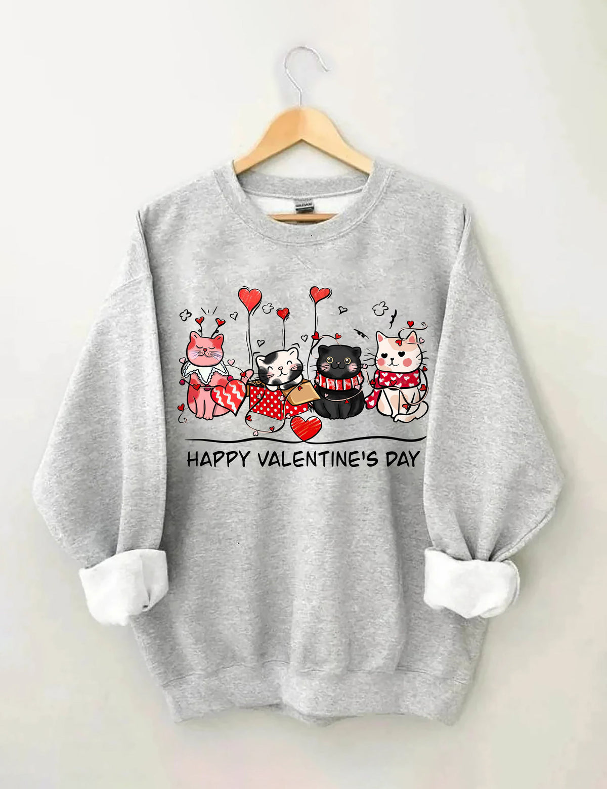 Valentinstags-Katzen-Sweatshirt
