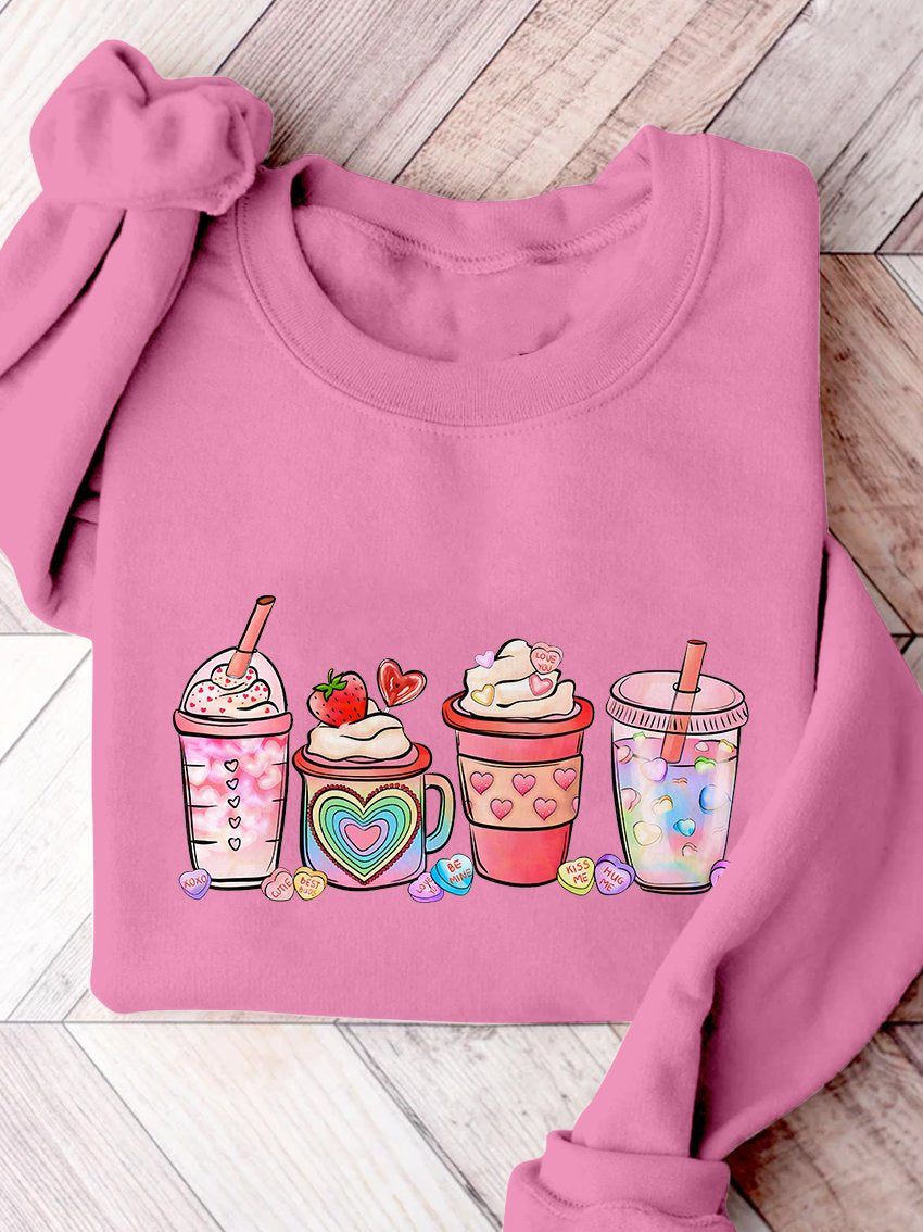 Valentine's Day Coffee Drinks Print Sweatshirt